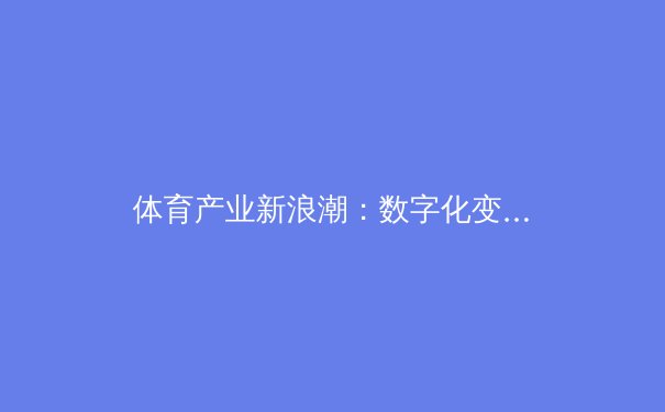 体育产业新浪潮：数字化变革与用户生态重构
